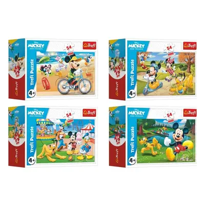 Trefl Minipuzzle 54 dílků Mickey Mouse Den s přáteli 4 druhy