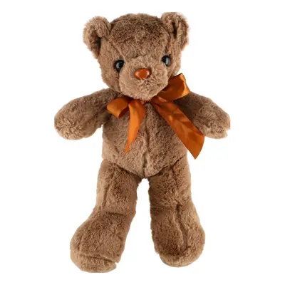 Teddies Medvěd/Medvídek s mašlí plyš 30cm hnědý