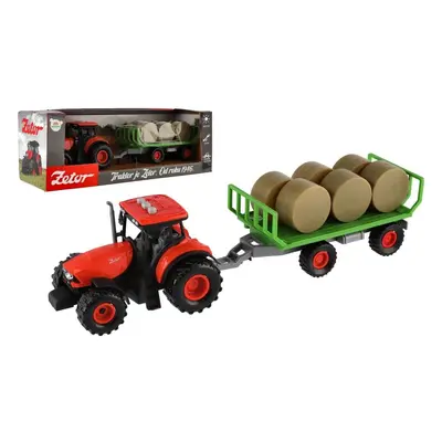 Teddies Traktor Zetor s vlekem a balíky 36cm