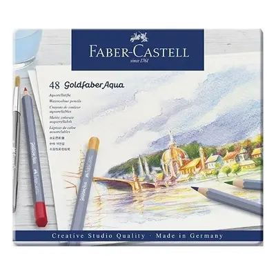 Faber-Castell Akvarelové pastelky Faber-Castell Goldfaber Aqua plechová krabička, 48 barev