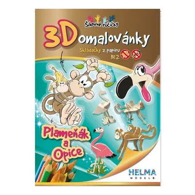 3D omalovánka A5 - SET Opice, plameňák