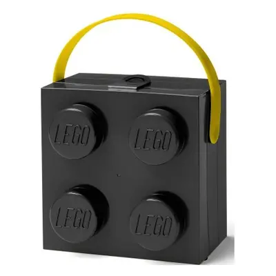 Lego box na svačinu s rukojetí - černý