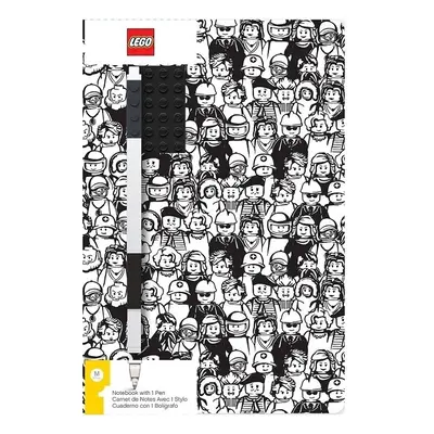 Lego Stationery Zápisník A5 s černým perem - Minifigure Brick