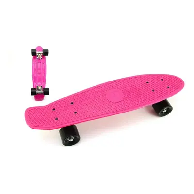 Skateboard - pennyboard 60cm nosnost 90kg, kovové osy, růžová barva, černá kola