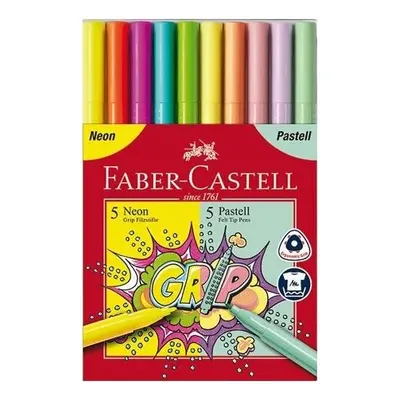 Faber-Castell Dětské fixy Faber-Castell Grip Neon a Pastel 10 barev