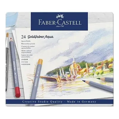 Faber-Castell Akvarelové pastelky Faber-Castell Goldfaber Aqua plechová krabička, 24 barev