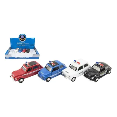 Teddies Auto policie retro 11cm kov/plast na zpětné natažení na baterie se světlem 4 druhy