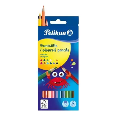 Pastelky Pelikan trojhranné tenké 12 ks