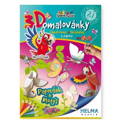 Omalovánky 3D - Papoušek a motýl A5