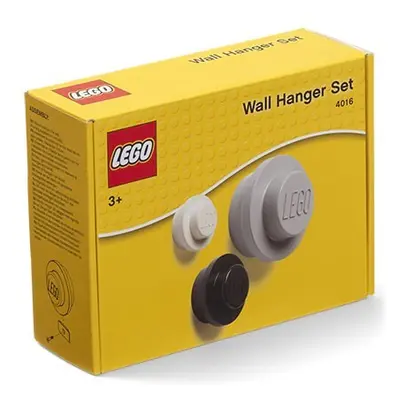 Lego věšák na zeď, 3 ks -bílá, černá, šedá