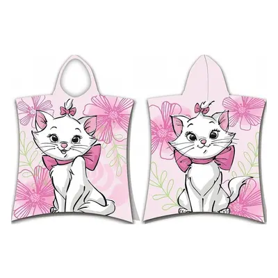 Jerry Fabrics Plážová osuška pončo Marie Cat Pink flower