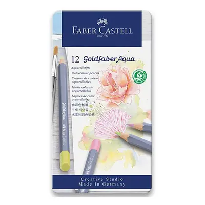 Faber-Castell Akvarelové pastelky Faber-Castell Goldfaber Aqua Pastel plechová krabička, 12 bare