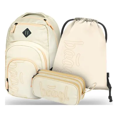 Baagl 3 SET Coolmate Beige: batoh, penál, sáček