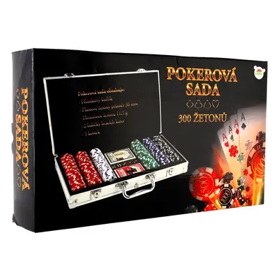 Teddies Poker sada 300ks + karty + kostky v hliníkovém kufříku