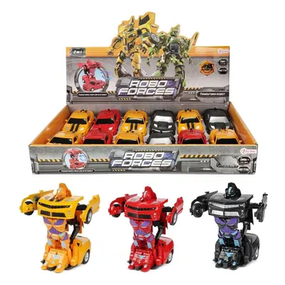 Teddies Transformer auto/robot kov/plast 13cm 3 barvy na zpětné natažení