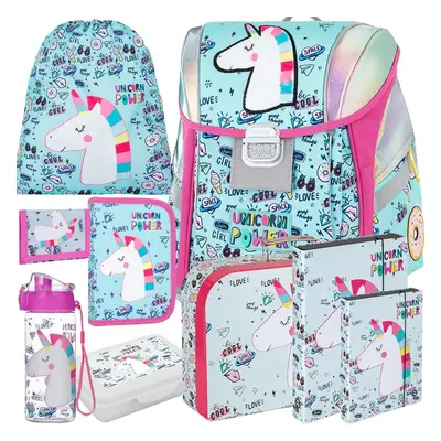 Školní aktovka Oxybag PREMIUM Light Unicorn iconic 23 9dílný set