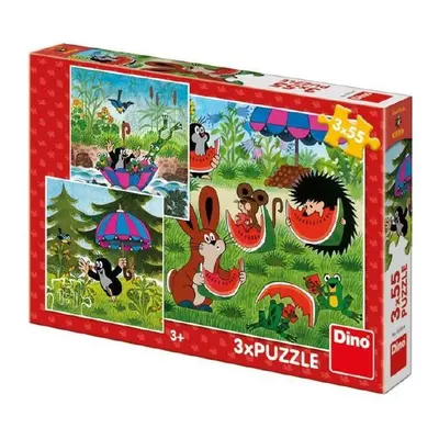 Dino Puzzle Krtek a paraplíčko 18x18cm 3x55 dílků