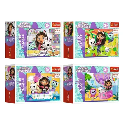 Trefl Minipuzzle miniMaxi 20 dílků Gabbyin pestrý den/Gabby´s Dollhouse 4 druhy