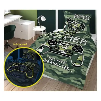 Detexpol povlečení Gamer Army svítící Bavlna 140x200 70x80