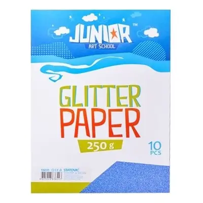 Karton kreativní A4 250g/m2 10 ks glitter modrý