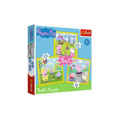 Puzzle 3v1 Prasátko Peppa/ Peppa Pig Šťastný den prasátka