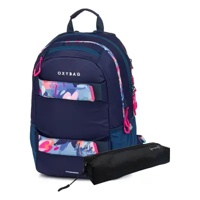 Karton P+P Studentský batoh + etue OXY Sport Flowers Blue