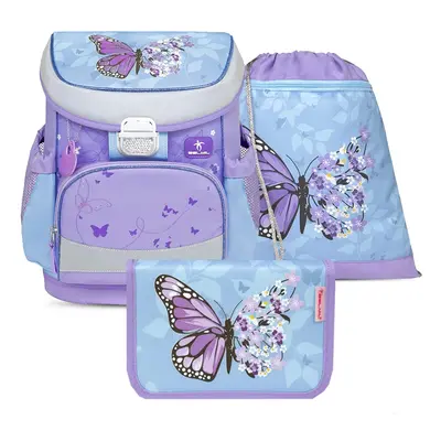 Belmil Aktovka do školy MiniFit 405-33 Purple Blue Butterfly SET