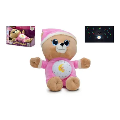 Teddies Medvídek Usínáček růžový plyš 32cm na baterie se světlem a zvukem 12m+