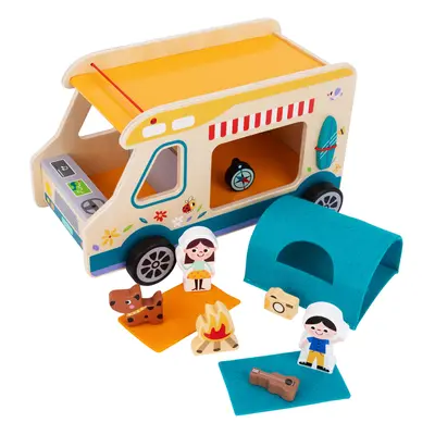 Tooky Toy Dřevěný karavan s příslušenstvím Tooky