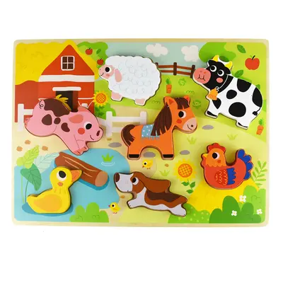 Tooky Toy Dřevěné Montessori puzzle Hospodářská zvířata Tooky