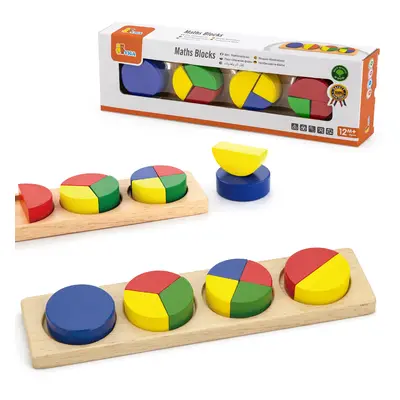 Viga Toys Dřevěné puzzle Viga Montessori Matematické bloky Zlomky