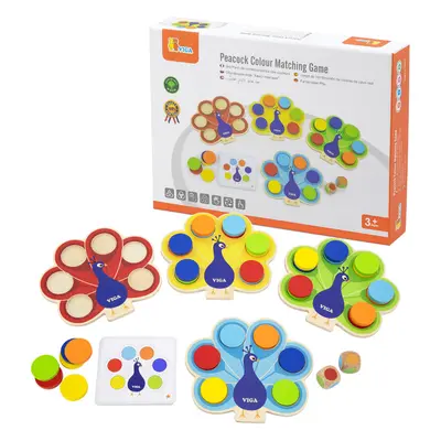 Viga Toys Dřevěná Montessori hra VIGA Barvy Paví ocas + karty