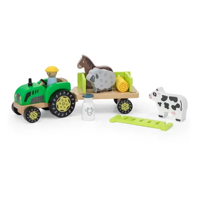 Viga Toys Dřevěný traktor VIGA Farma zvířat