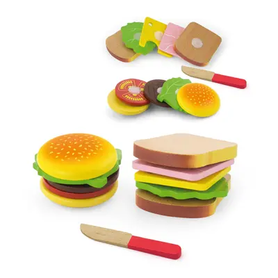 Viga Toys Dřevěný hamburger a sendvič Viga