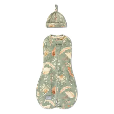 Zavinovačka Sleepee First Step Swaddle s čepičkou zdarma Bohemian Green