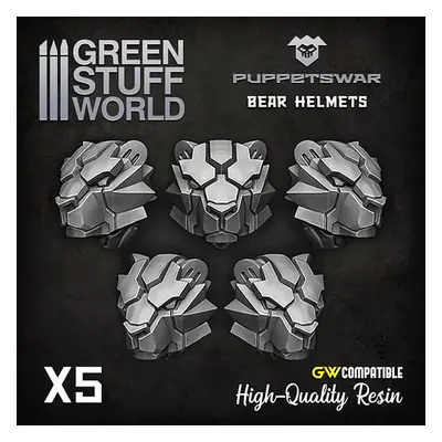 Dekorace Green Stuff World: Bear Helmets, 5 ks