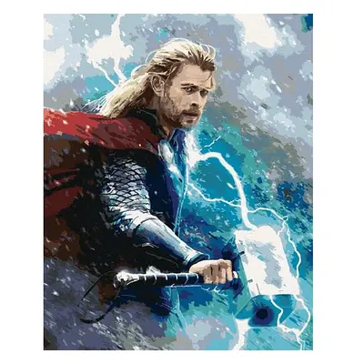 Malování podle čísel - Thor s Mjolnirem v bouři