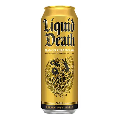 Limonáda Liquid Death - Mango Chainsaw 0,5 l