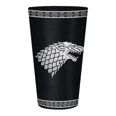 Sklenice Game of Thrones - Stark Logo, černá