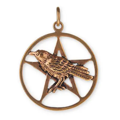 Bronzový amulet Pentagram s havranem