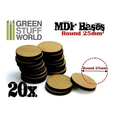 Dřevotřískové podstavce MDF Bases - Round 25mm (20 ks)