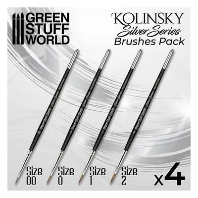 Sada štětců Green Stuff World: Kolinsky Brush Set - Silver Series