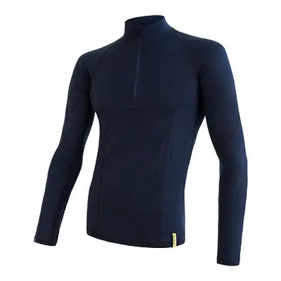 SENSOR MERINO DF pánské triko dl. rukáv zip deep blue