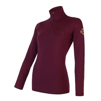 SENSOR MERINO EXTREME dámské triko dl.rukáv zip port red