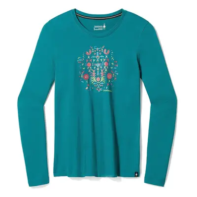 Smartwool W FLORAL TUNDRA GRAPHIC LONG SLEEVE TEE emerald green