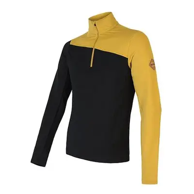 SENSOR MERINO EXTREME pánské triko dl.rukáv zip mustard/černá