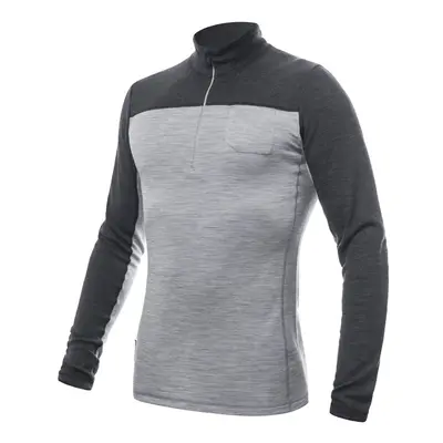 SENSOR MERINO BOLD pánské triko dl.rukáv zip cool gray/anthracite