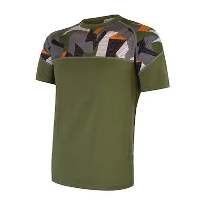 SENSOR MERINO IMPRESS pánské triko kr.rukáv safari/camo