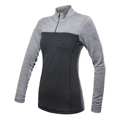 SENSOR MERINO BOLD dámské triko dl.rukáv zip anthracite/cool gray