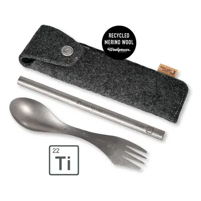 Light My Fire Spork´n Straw Kit Titanium in Merinowool Case